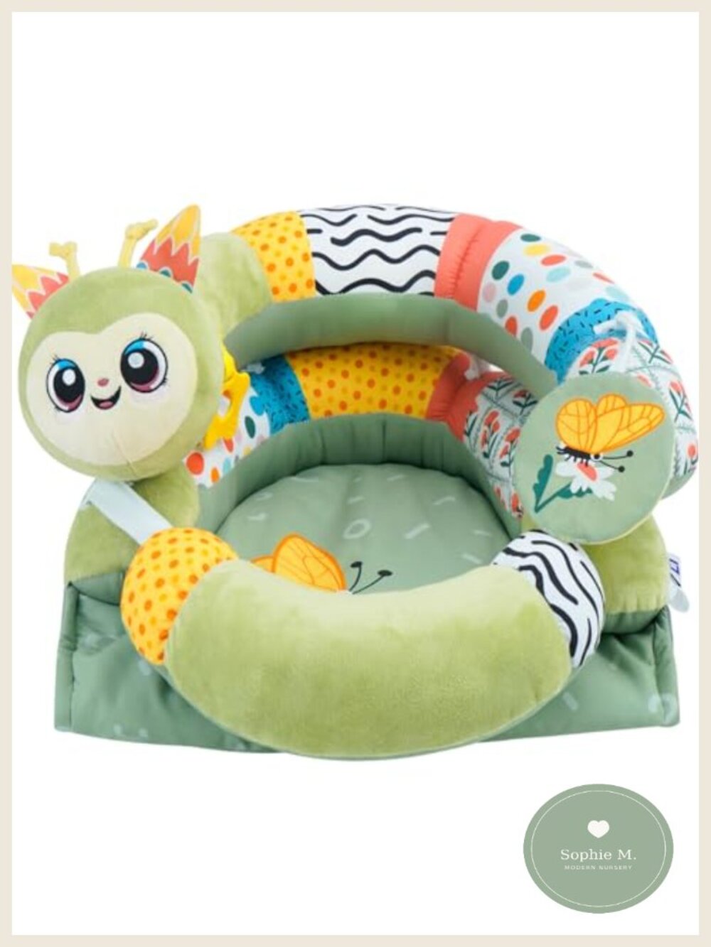 2-in-1 Tummy Time Mat & Seated Support Pillow Polyester Baby Playmat with